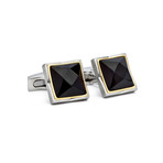 Gold Plated Faceted Onyx Cufflinks