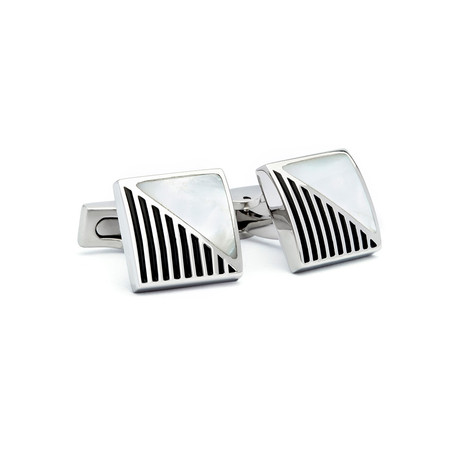 Enamel Striped MOP Cufflinks