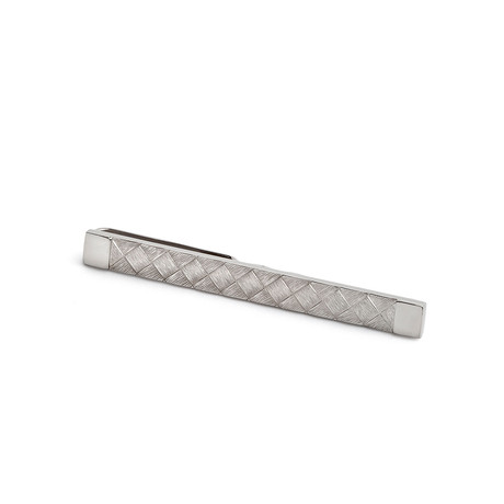 Hickey Freeman // Stainless Steel Diamond Pattern Tie Bar