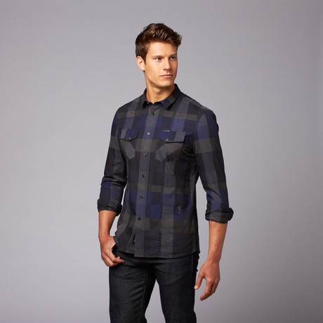 Edhead Is Button Up Shirt // Navy Check (S)