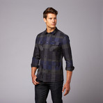 Edhead Is Button Up Shirt // Navy Check (L)