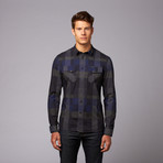 Edhead Is Button Up Shirt // Navy Check (L)