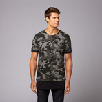 Burning Crew Neck Tee // Jet Black Camo (L)