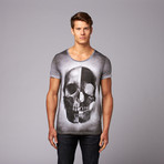 Cloudy Skull Scoop Neck Tee // Washed Black (2XL)