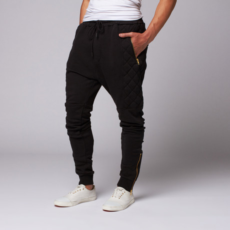Ransom Quilted Detail Sweatpants // Jet Black (S)