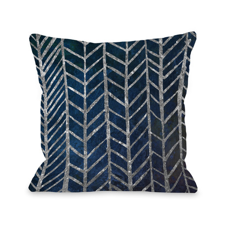 Silver Ladders Pillow // Navy + Silver // 18" x 18"