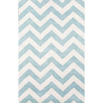 Modern Geometric Pattern Rug // Light Blue & Ivory (2'L X 3'W)