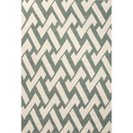 Indoor-Outdoor Geometric Pattern Rug // Blue + Ivory