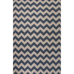 Geometric Pattern Rug // Dark Blue & Ivory (5'L X 8'W)