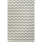 Geometric Pattern Rug // Light Blue & Ivory (9'L X 12'W)