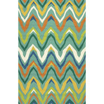 Abstract Pattern Rug // Green & Blue (2'L X 3'W)