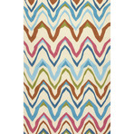 Abstract Pattern Rug // White & Blue (2'L X 3'W)