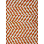 Stripe Pattern Rug // Orange & Ivory (2'L X 3'W)