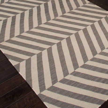 Stripe Pattern Rug // Gray & Ivory (5'L X 8'W)