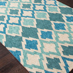 Moroccan Pattern Rug // Blue & Ivory