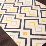 Modern Moroccan Pattern Rug // Yellow & Ivory (2'L X 3'W)