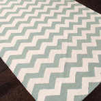 Geometric Pattern Rug // Light Blue & Ivory (9'L X 12'W)