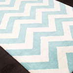 Modern Geometric Pattern Rug // Light Blue & Ivory (2'L X 3'W)