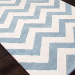 Modern Geometric Pattern Rug // Blue & Ivory (2'L X 3'W)