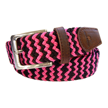 Woven Belt // Black + Pink Zig Zag (S/M)