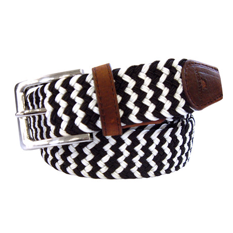 Woven Belt // Black + White Zig Zag (S/M)