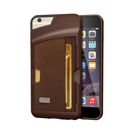 Q Card Case // Brown Leather (iPhone 6)