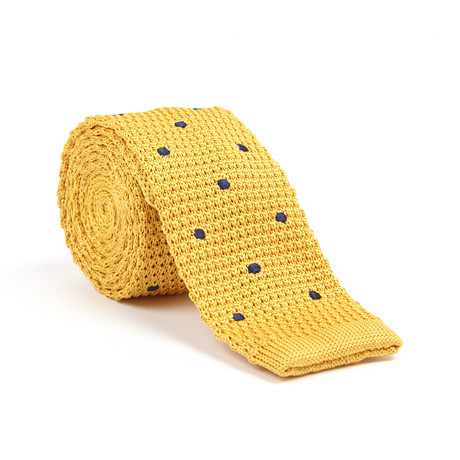 Dot Knit Tie // Yellow + Navy