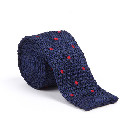 Dot Knit Tie // Navy + Red