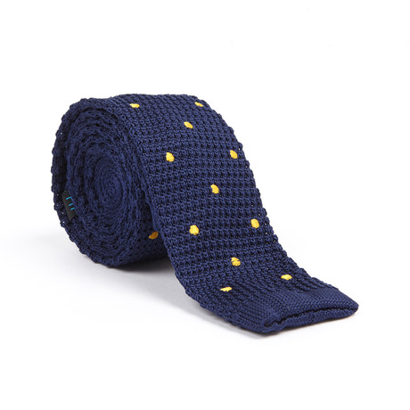 Dot Knit Tie // Navy + Yellow
