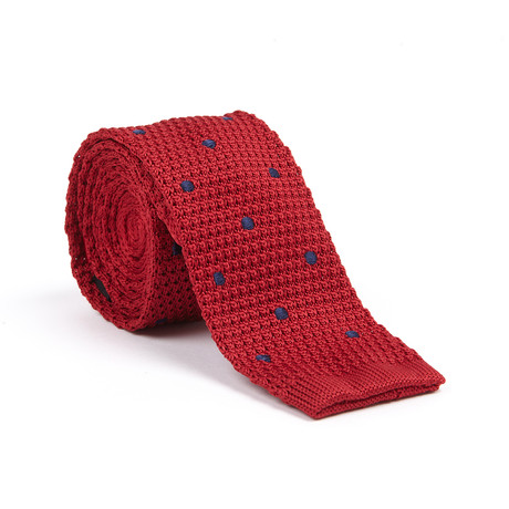 Dot Knit Tie // Red + Navy
