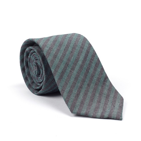 Cotton Tie // Green + Black Stripe