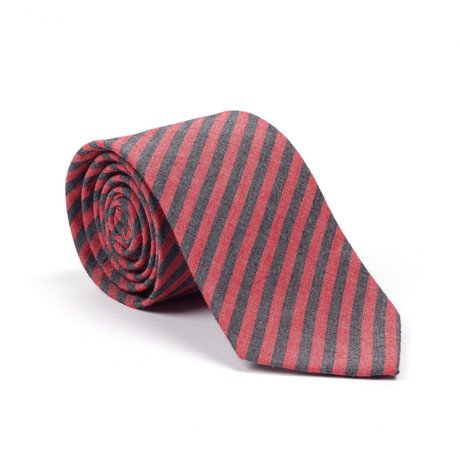 Cotton Tie // Red + Black Stripe