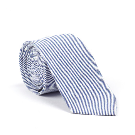 Cotton Tie // Blue + White Stripe
