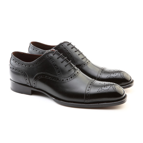 Matthew Full Brogue Cap-Toe Lace-Up Oxford Shoe // Black (Euro: 41)