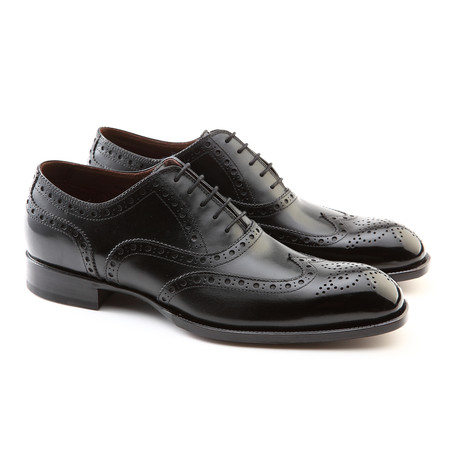Stanley Full Brogue Wingtip Lace-Up Oxford Shoe // Black (Euro: 41)