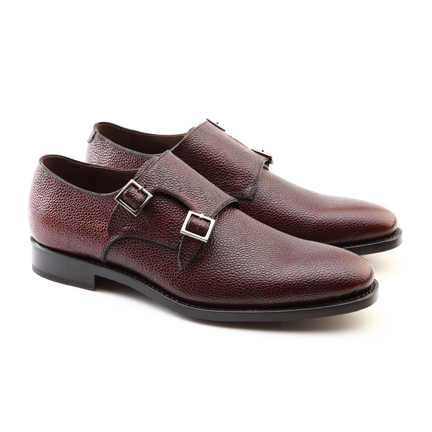 burgundy double monk strap
