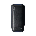 Saffiano Leather Cigar Case // Three Finger Corona (Black Stitch)