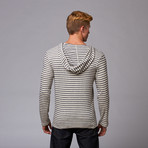 Striped Lounge Hooded Henley // Navy (M)