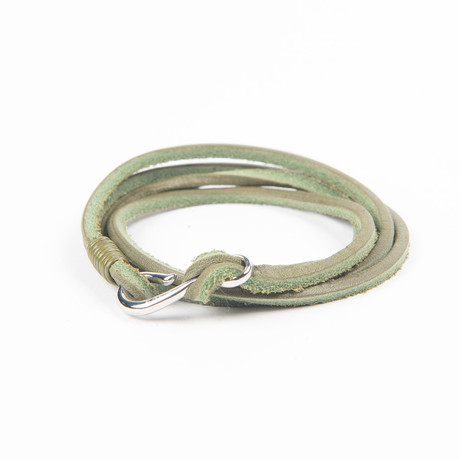 Fish Hook Double Wrap Bracelet // Green (Small)