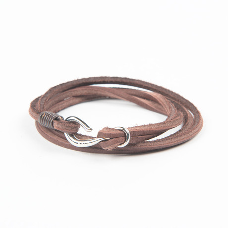 Fish Hook Double Wrap Bracelet // Dark Brown (Small)