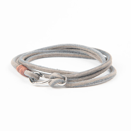 Fish Hook Double Wrap Bracelet // Grey (Small)