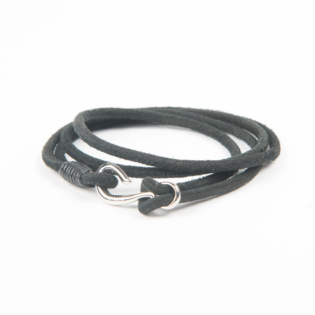 Fish Hook Double Wrap Bracelet // Black (Small)