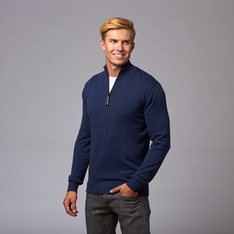 Half-Zip Mock Neck Sweater // Navy (S)