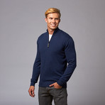 Half-Zip Mock Neck Sweater // Navy (L)