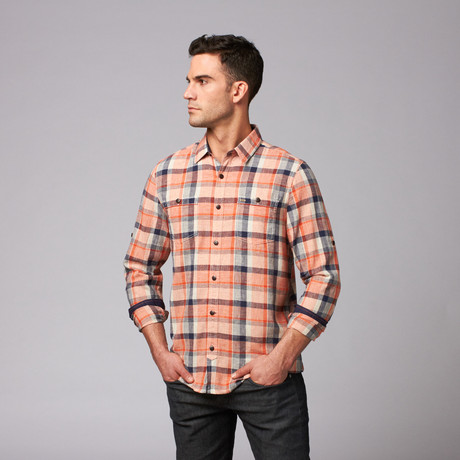 Sault Button Down Shirt // Orange Plaid (S)