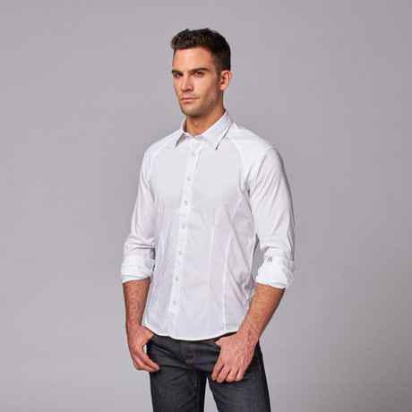 European Button Up Shirt + Sliming Seams // White (S)