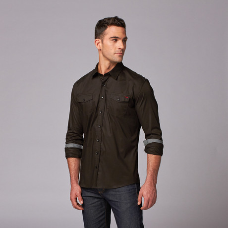 European Button Up Shirt + Front Flapped Pockets // Black (S)