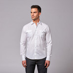 Myn Grey Detail Button Up // White (XL)