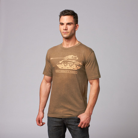M4A2 Sherman Vc Firefly T-Shirt // Heather Olive + Cream (S)
