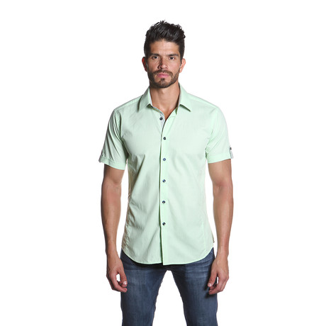 HARI Short Sleeve Button Up Shirt // Light Green (S)
